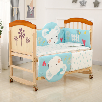 嬰兒床實木無漆多功能(néng)bb搖籃寶寶兒童床新生兒可移動拼接大床